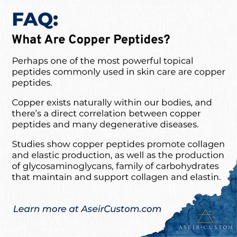 Copper Peptides Benefits, Esthetician Tips, Peptides Skin Care, Health Benefits Of Collagen, Esthetician Marketing, Copper Uses, Degenerative Disease, Copper Peptides, For Skin Care