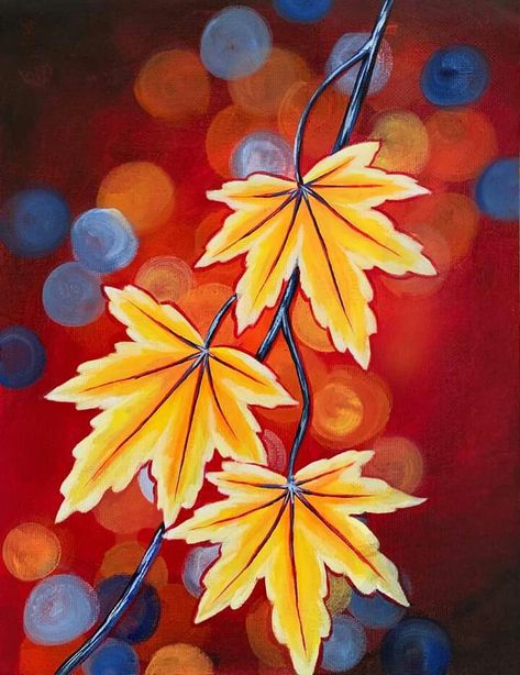 Paint Nite, Elementary Art Projects, Paint And Sip, Autumn Painting, Painted Leaves, Painting Class, Autumn Art, Elementary Art, Paint Party