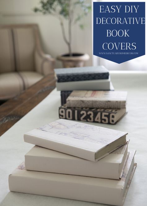 Easy DIY Decorative Book Covers Covering Books For Decor Diy, Cover Book With Paper, Paint Books For Decor, Diy Linen Covered Books, Decorative Book Covers Diy, Wrapping Books For Decor, Redoing Book Covers, Paper Covered Books, Diy Book Covers Vintage