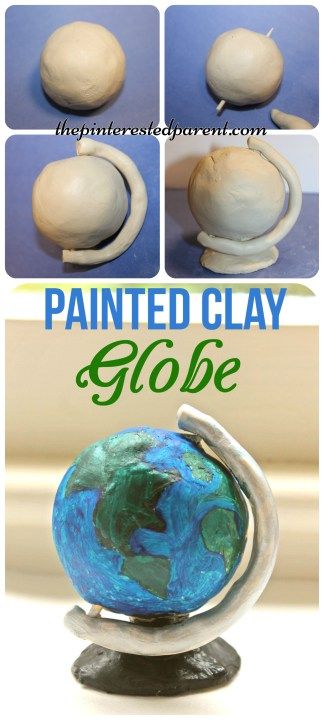 painted air dry clay globe sculpture craft -would be great for Earth Day arts & craft for the kids. Clay Crafts For Kids, Homemade Clay, Kids Clay, Air Dry Clay Projects, Crafts For Kids To Make, Art Clay, Paper Crafts For Kids, Clay Sculpture, Be Great