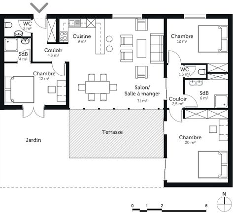 Single Storey House Plans, Steel Frame House, 2 Bedroom House Plans, House Plans 3 Bedroom, Apartment Floor Plan, Simple House Design, Simple House Plans, 2 Bedroom House, Apartment Architecture