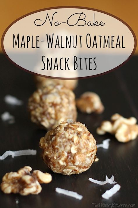 YUM! As if a delicious no-bake cookie met up with the best bowl of oatmeal ever! Easy, freezable, and loaded with complex carbs and protein for sustained energy! Oatmeal Snack, Carbs And Protein, Oatmeal Snacks, Bowl Of Oatmeal, Walnut Butter, Complex Carbs, Energy Ball Recipe, Snack Bites, Protein Bites