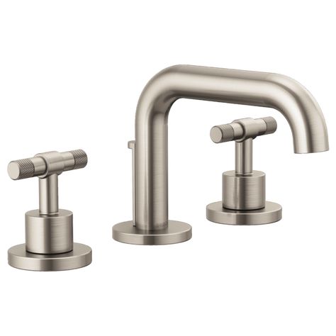 Litze by Brizo: I like this set up, with these handels MDK Widespread Lavatory Faucet - Less Handles : 65337LF-NKLHP--HL5333-NK : Litze™ : Bath : Brizo Brizo Litze, Bar Faucets, Widespread Bathroom Faucet, Custom Shower, Bathroom Pictures, Lavatory Faucet, Plumbing Fixtures, Bathroom Faucet, Bathroom Sink Faucets