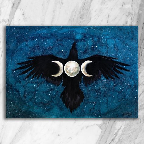 Raven Paintings On Canvas, Easy Raven Painting, Raven Watercolor Paintings, Viking Painting Canvas, Viking Painting Ideas, Crow Painting Acrylic Easy, Crow Painting Easy, Raven Acrylic Painting, Raven Painting Acrylic