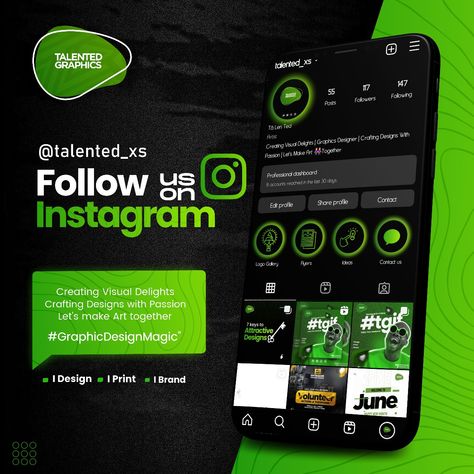 Instagram Follow Us On Instagram Poster, Instagram Edit Profile, Let's Make Art, Instagram Banner, Creative Flyers, Poster Ideas, Follow Us On Instagram, Graphics Designer, Post Design