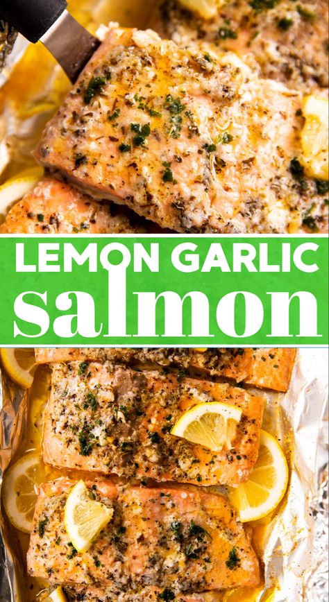 Baked Salmon Easy Recipe, Lemon Garlic Herb Salmon, Salmon Recipes Lemon Garlic Butter, Easy Baked Salmon With Lemon Butter Cream Sauce, Lemon Garlic Salmon Marinade, Lemon Garlic Fish Marinade, Salmon Recipes Baked Lemon Garlic, Salmon Recipes Skinless, Lemon Marinade For Salmon