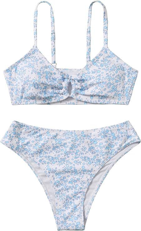 Elevate your swimwear with GORGLITTER's Floral Bikini Set, combining style and comfort. Ideal for swimming, beachwear, and tropical vacations. Check the size chart for the perfect fit!  - Care Instructions: Machine Wash, Do Not Dry Clean, Use Soft Detergent Design: - Adjustable spaghetti straps - Ring-linked, removable padding - Wireless bra - Ruched bikini top - Natural bottoms - Floral print - 2-piece set Swimming Spa, Mermaid Swimwear, High Waisted Bathing Suits, Baby Swimwear, Cute Bathing Suits, 2 Piece Swimsuits, Swimming Costume, Cute Swimsuits, Kids Swimwear