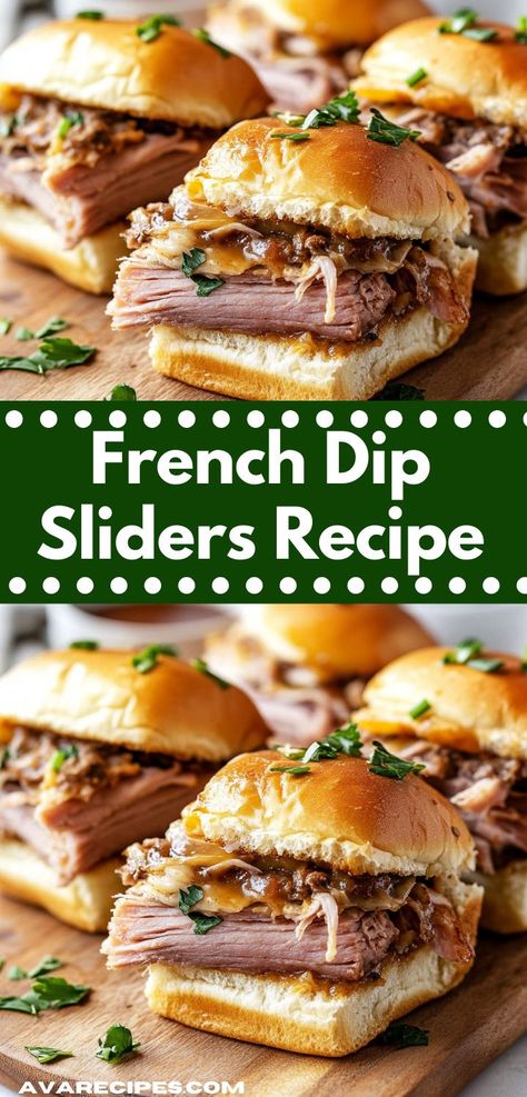 These French dip sliders combine slow-cooked beef with rich flavors, served on mini rolls. Ideal for gatherings, they offer a tasty twist on a classic favorite that everyone will love. French Dip Sliders, Tender Roast Beef, Roast Beef Sliders, Beef Sliders, Slider Buns, Crowd Pleasing Recipes, Slow Cooked Beef, French Dip, Slider Recipes