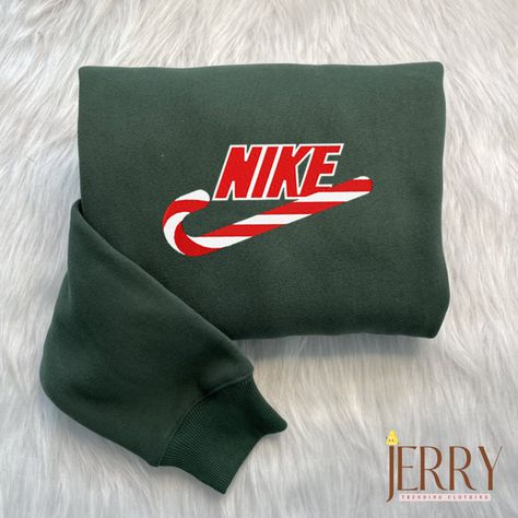 Candy Christmas Nike Embroidered Sweatshirt Check more at https://jerryclothing.com/product/candy-christmas-nike-embroidered-sweatshirt/ Nike Christmas, Christmas Nike, Nike Embroidered Sweatshirt, Resting Grinch Face, Grinch Face, Cute Nike Outfits, Etsy Promotion, Charlie Brown Christmas, Candy Christmas