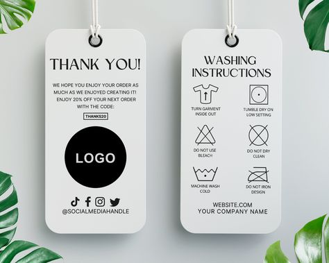 Unique - Stylish Font Pairings Clothes Care Label, Cloth Tag Design, Hang Tag Design Clothing Labels, Clothing Tag Ideas, Clothing Tag Design, T Shirt Tags, Clothing Care Tag, Hang Tag Template, Clothing Hang Tags