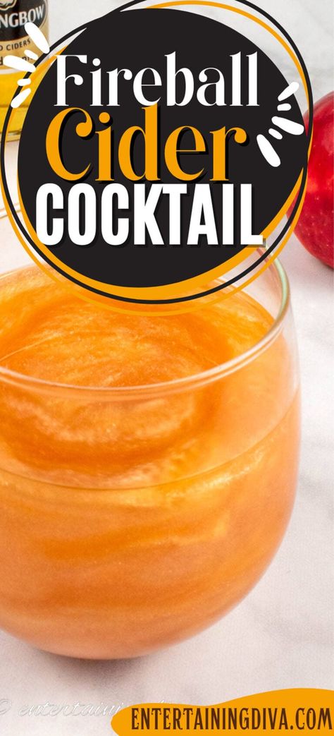 Fireball Hard Cider Cocktail | Drinks Drinks With Fireball Whiskey, Mixed Drinks With Fireball, Fireside Cocktails, Fireball Whiskey Drinks, Hard Cider Cocktail, Fireball Cocktails, Fireball Drinks, Apple Cider Drink, Cider Cocktail