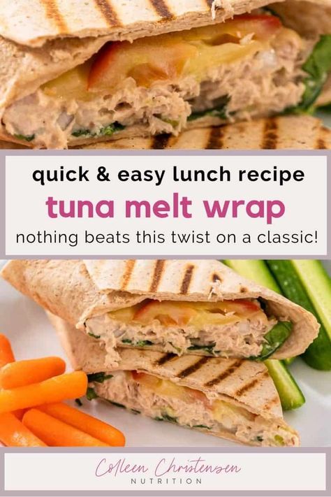 Tuna Melt Wrap Tuna Fish Wrap, Canned Tuna Wrap Recipes, Healthy Tuna Melt Recipe, Tuna Wrap Ideas, Tuna Tortilla Wrap, Lunch Ideas With Tuna, Healthy Tuna Lunch Ideas, Tuna Packet Recipes Lunch, Healthy Tuna Lunch