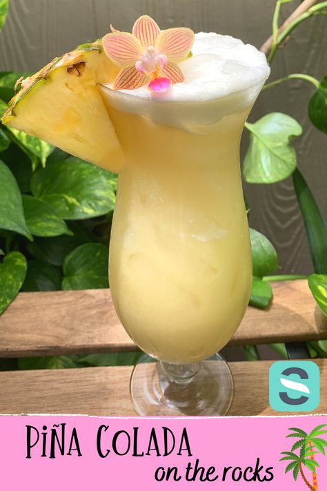 If you like Piña Coladas 🎶 You will LOVE our easy Piña Colada on the rocks. Summer is here- so say hello with this delicious classic cocktail. Cheers (and don't forget the sunscreen)! Shaken Pina Colada, Virgin Pina Colada On The Rocks, Shaken Pina Colada Recipe, Pina Colada Recipe On The Rocks, Pina Colada On The Rocks, Easy Pina Colada Recipe, Frozen Pina Colada, Pina Colada Recipe, Pineapple Rum