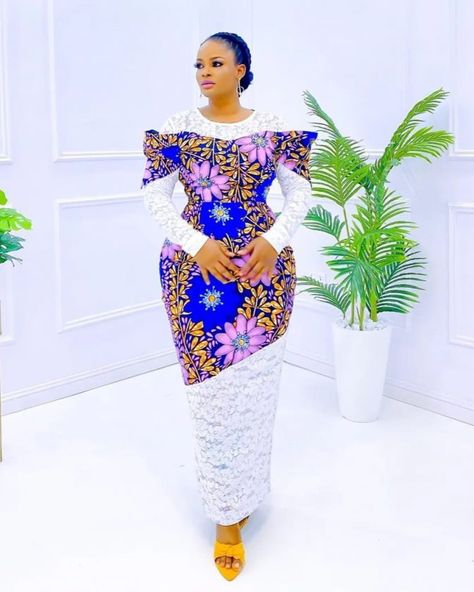 Latest Gown Styles Ankara And Lace Mix Styles, Net And Ankara Combination, Ankara And Net Combination Styles Gown, Ankara And Lace Combination Styles Gown, Gown Styles For Ankara, Ankara And Lace Combination Styles, Ankara Gowns For Wedding, Ankara And Lace Combination, Lace Combination Styles