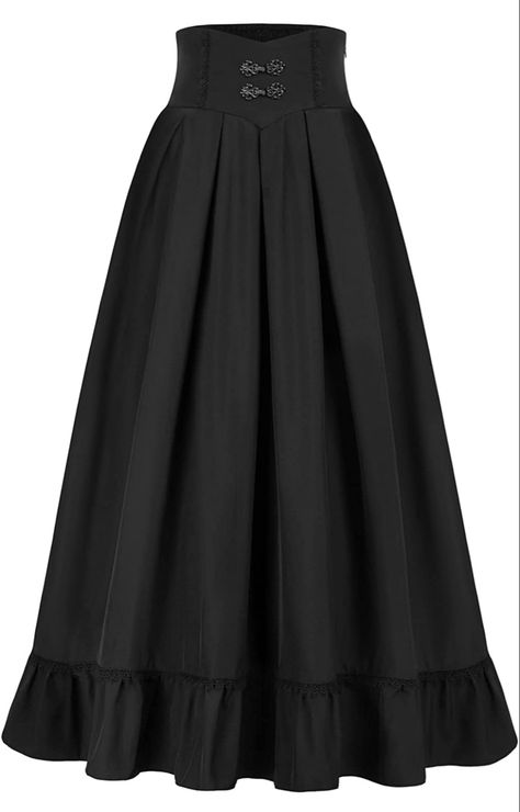 Long Skirt Vintage, Victorian Skirt, Long Black Skirt, Everyday Skirts, Vintage Maxi Skirt, High Waist Long Skirt, High Waisted Maxi Skirt, Pleated Long Skirt, Black Maxi Skirt