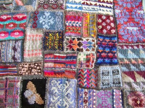 Knitted patchwork Knitted Patchwork, Knit Patchwork, Crochet Bobble, Knitting Blanket, Patchwork Blanket, Knitted Afghans, Patchwork Rug, Kaffe Fassett, Fair Isle Knitting