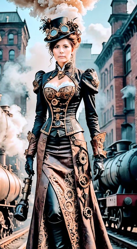 Steampunk Womens Fashion, Steampunk Outfits Women, Steampunk Fashion Women, Steampunk Party, Steampunk Woman, Steampunk Artwork, Steampunk Couture, Punk Woman, Steampunk Dress