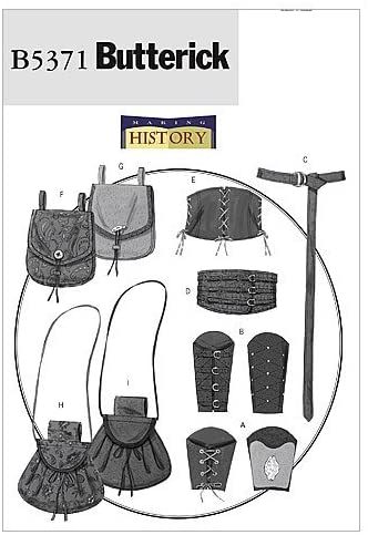 BUTTERICK PATTERNS B5371 Misses'/Men's Wrist Bracers, Corset, Belt and Pouches, Size XM (SML-MED-LRG) : Arts, Crafts & Sewing Side Hussels, Ren Fest Costume, Ren Fair Costume, Larp Clothing, Cloth Drawing, Cosplay Patterns, Butterick Sewing Patterns, Once Upon A Mattress, Ren Fest