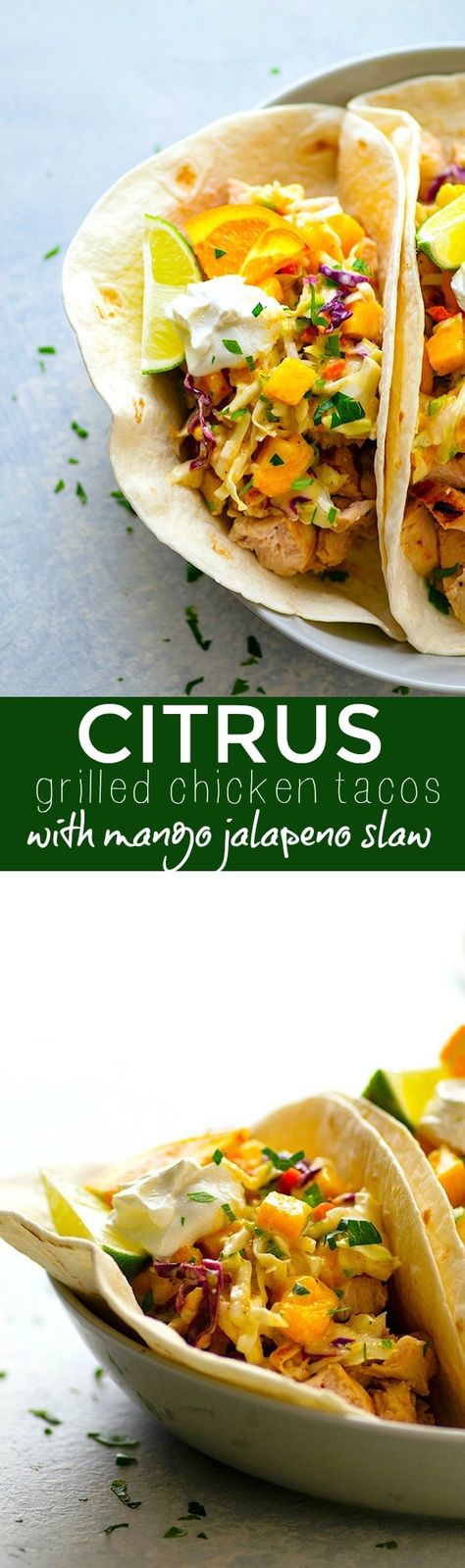 Citrus Grilled Chicken Tacos with Mango Jalapeno Slaw Mango Habanero Chicken Tacos, Mango Habanero Chicken, Jalapeno Slaw, Habanero Chicken, Summer Dinner Recipes Grill, Grilled Chicken Tacos, Grilled Taco, Grilled Desserts, Taco Dinner