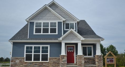 houses+with+blue+siding | Beautiful Home Picture and Photographs | Steiner Homes LTD. Blue Siding House, Blue House Exterior, Siding House, Dark Blue Houses, Color Bathroom Design, Outside House Colors, Blue Siding, Siding Colors, Exterior Paint Colors For House