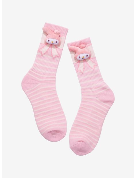 My Melody Plush Head Crew Socks My Melody Outfit, Sanrio Clothes, My Melody Plush, Melody Plush, Pink Pajama Pants, Kawaii Socks, Comfy Socks, Cute Slippers, Pastel Outfit