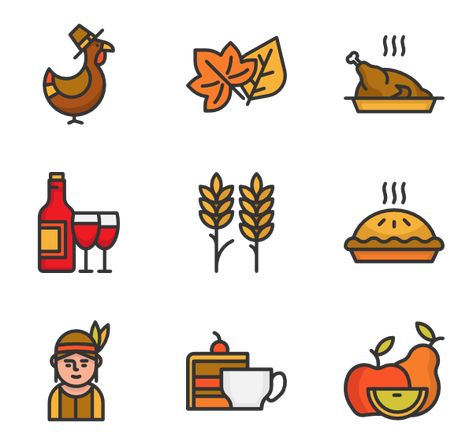 30 Thanksgiving icons for personal and commercial use. Special Lineal color icons. Download for free at flaticon.com now! #Flaticon #freeicons #icons #thanksgiving #thanksgivingday #holidays Thankful Illustration, Thanksgiving Symbols, Dinner Background, Thanksgiving Icons, Thanksgiving Icon, Fall Fonts, Pumpkin Food, Table Banner, Celebration Images