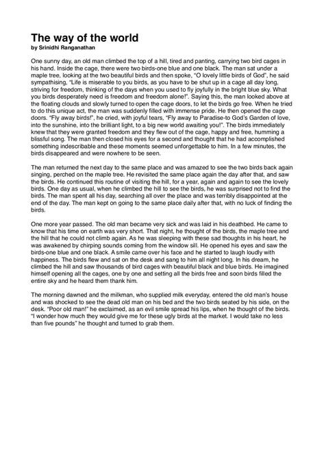 The way of the world - short story sample 100 Word Story, Short Love Story Script, Romantic Short Stories English, Short Story Ideas Inspiration, Short Story Inspiration, English Story Writing, Short Story Love, Short Story About Love, Short Story English