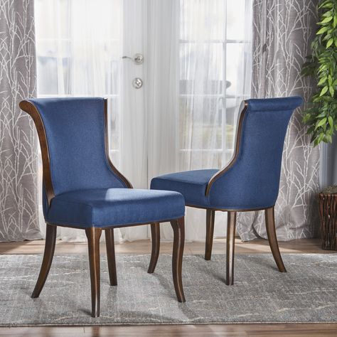 Blue Chairs, Fabric Dining Chair, Chair Wood, Single Chair, Noble House, Wood Dining Chairs, Fabric Dining Chairs, Dining Room Bar, Discount Furniture