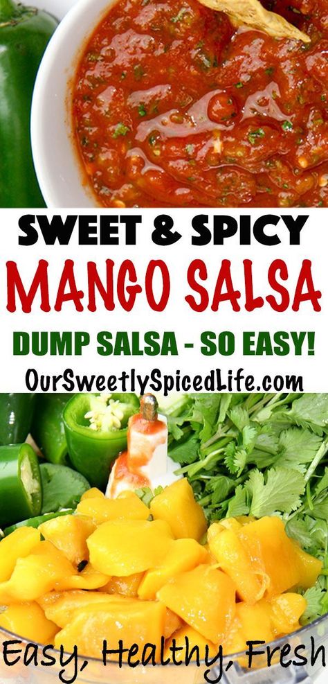 Mango Jalapeno Salsa, Easy Homemade Salsa Recipe, Tacos Chicken, Fresh Mango Salsa, Easy Homemade Salsa, Healthy Homemade Snacks, Spicy Dip, Mango Salsa Recipes, Homemade Salsa Recipe