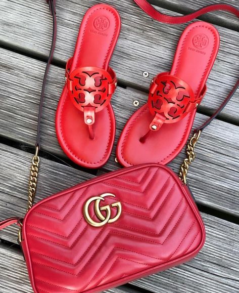 Red Tory Burch Sandals, Sandals Outfit, Tory Burch Sandals, Tory Burch Miller Sandal, Tory Burch, Gucci, Sandals, Outfit Accessories, Red