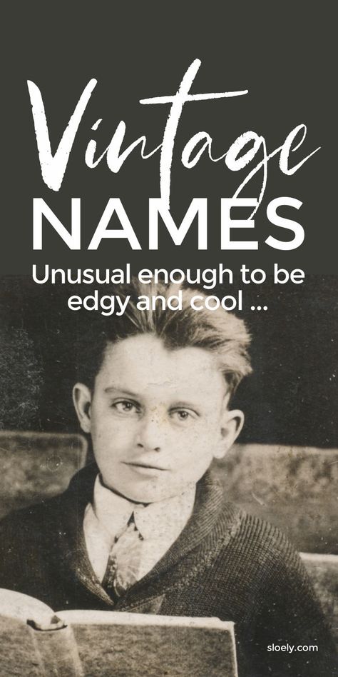 A big list of vintage baby names for boys that are unusual enough to be cool and edgy and just ripe for a comeback #babynames #boysbabynames #vintagebabynames #babynamesboys #unusualboysnames #coolboysnames Unusual Baby Boy Names, Vintage Boy Names List, Goth Names Boy, Cool Guy Names, Goth Boy Names, Gothic Boy Names, K Boy Names, Hipster Boy Names, S Boy Names