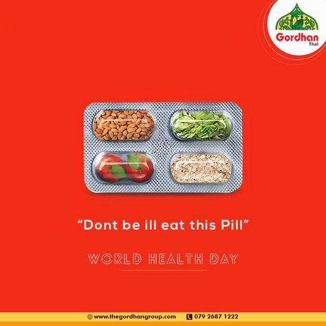 This World Health Day move towards a healthy eating habit. #WorldHealthDay Healthy Food Ads Creative Marketing, Healthy Food Creative Ads, World Health Day Creative Poster, Health Supplements Creative Ads, World Heart Day Creative Ads, Health Day Creative Ads, World Health Day Creative, World Health Day Creative Ads, Health Day Poster Design