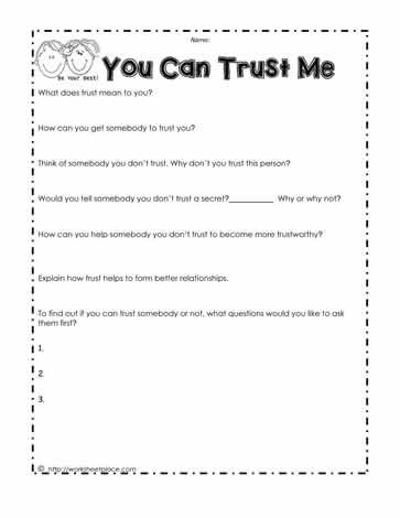 Trust Worksheet Trust Activities For Kids, Trust Worksheets, Discipline Books, Discipline Chart, Worksheets For Adults, Me Worksheet, Learn To Trust Again, Health Worksheets, Therapy Techniques