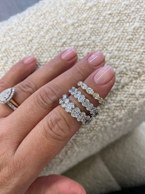 Horizontal Oval Wedding Band, Oval Eternity Wedding Band, Pave Ring Band, Oval Eternity Band, Unique Wedding Bands For Women, Oval Wedding Band, Bridal Era, Egyptian Wedding, Wedding Boards