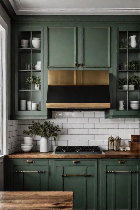 Refurbished Kitchen Cabinets, Rustic Kitchen Cabinet, Rustic Kitchen Backsplash, Cedar House, Kitchen Cabinet Inspiration, Dark Green Kitchen, Cabinet Inspiration, Ranch Kitchen, Kitchen 2024