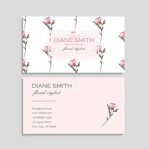 Business card with beautiful flowers. | Premium Vector #Freepik #vector #flower #wedding #business #vintage Florist Business Card, Business Cards Layout, الفن الرقمي, Visit Card, Cake Logo Design, Logo Design Inspiration Creative, Name Card Design, Visiting Card Design, Graphics Layout