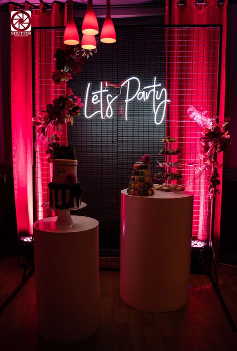 Jodi's 40th Birthday Party Red 40th Birthday Party Ideas, Red 18th Birthday Party, House Party Decorations Birthday, All Red Party, Red Theme Birthday Party Decor, Red Light Party, Red Party Aesthetic, Red Themed Birthday Party, Party Room Decorations