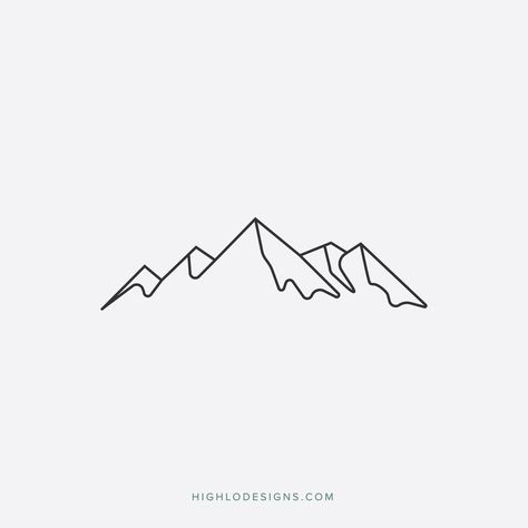 Mountain illustration. Designed by Highlo Designs. Created these minimalist mountains awhile ago and the simple design has remained a favorite. Due to popularity, this design is available for purchase for commercial use. Please contact info@highlodesigns.com to purchase. Please note, if you do not purchase the commercial license from us, you cannot use this design. Thank you! Berg Tattoo, Branding Design Studio, Tattoo Aesthetic, Mountain Drawing, Mountain Illustration, Inspiration Tattoo, Mountain Logos, Minimalist Drawing, Tattoos Art