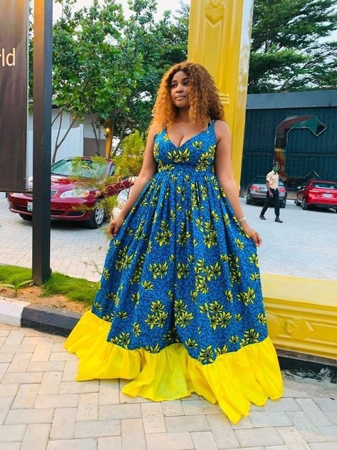 Ankara Maxi Gown, Latest Ankara Style, African Long Dress, Feminine Essence, Ankara Maxi Dress, Ankara Short, African Attire Dresses, Church Weddings, Ankara Designs