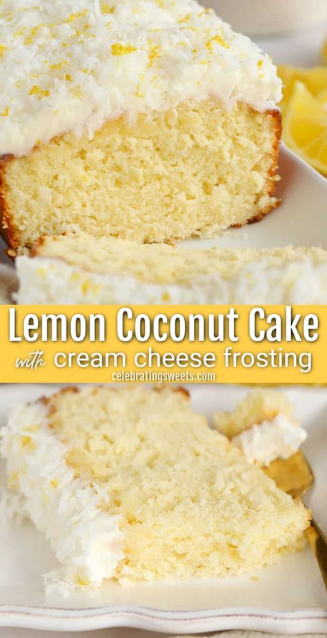 Lemon Coconut Cake, Celebrating Sweets, Lemon And Coconut Cake, Homemade Lemon Curd, Icing Recipes, Carrot Spice Cake, Spring Dessert, Easy Easter Desserts, Lemon Cream Cheese Frosting