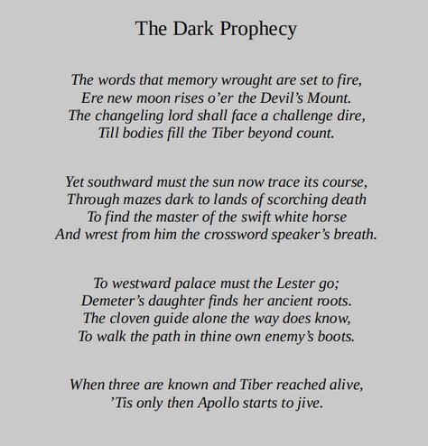 Writing A Prophecy, Prophecy Prompts, The Great Prophecy Percy Jackson, How To Write A Prophecy, Pjo Prophecies, Trials Of Apollo Quotes, Percy Jackson Prophecies, Prophecy Ideas, Percy Jackson Prophecy