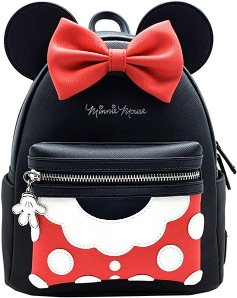 Disney Bags Backpacks, Disney World Packing, Disney Purse, Mouse Dress, Red Polka Dot Dress, Mini Mochila, Minnie Mouse Dress, Minnie Mouse Bow, Loungefly Bag