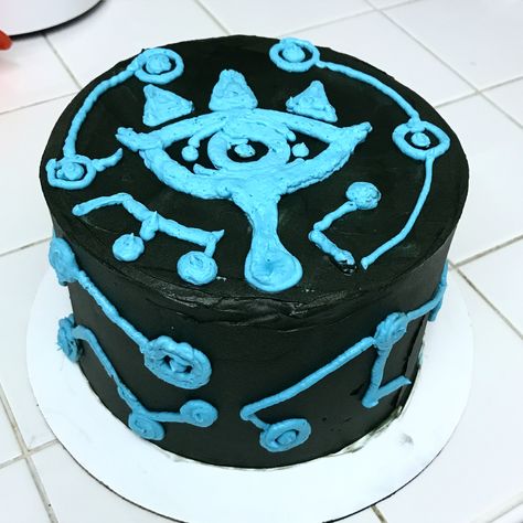 Zelda breath of the wild sheikah birthday cake Breath Of The Wild Cake, Zelda Breath Of The Wild Birthday Party, Zelda Breath Of The Wild Cake Ideas, Link Zelda Cake Ideas, Zelda Breath Of The Wild Cake, Breath Of The Wild Sheikah, Zelda Breath Of The Wild Birthday Cake, Zelda Birthday Cake Diy, Monster Cake Zelda