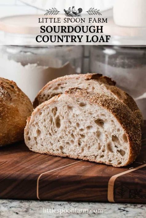 Sourdough Country Loaf, Country Loaf Bread Recipe, Little Spoon Farm, Hearty Sandwiches, Loaf Bread Recipe, Easy Sourdough Bread Recipe, Farm Recipes, Whole Wheat Sourdough, Sourdough Starter Discard Recipe