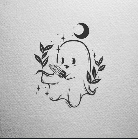 Crisp Ink, Cute Halloween Tattoos, Doll Drawing, Lafayette Louisiana, Ghost Tattoo, Cute Easy Doodles, Animal Drawings Sketches, Anime Crafts, Halloween Drawings