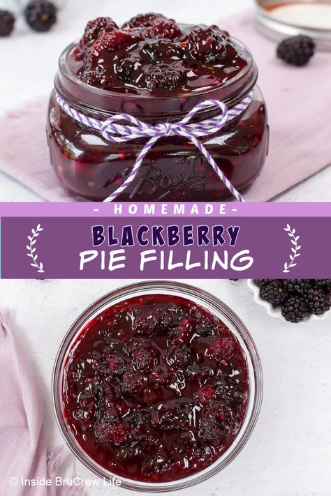 Blackberry Pie Filling From Frozen Berries, Homemade Blackberry Pie Filling, Frozen Blackberry Pie, Berry Pie Filling Recipe, Blackberry Pie Filling, Blackberry Dessert Recipes, Berry Pie Filling, Triple Berry Pie, Blackberry Dessert