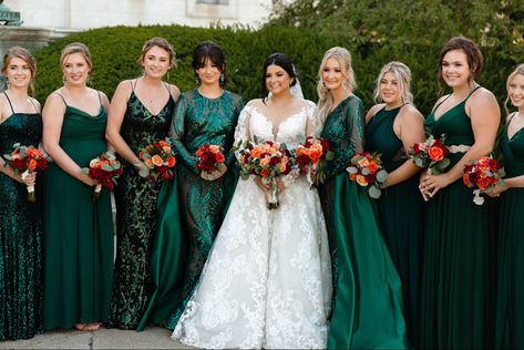 Emerald Bridesmaid Dresses Fall, Christmas Bridesmaid Dresses Green, Bridesmaids Mix And Match Dresses, Emerald Green Bridesmaid Dresses Mismatch, Green Bridesmaid Dresses Spring, Christmas Bridesmaid Dresses, Long Green Bridesmaid Dresses, Mismatched Green Bridesmaid Dresses, Forest Green Bridesmaid Dresses