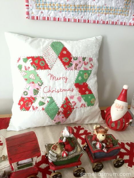 Star For Christmas, Christmas Patchwork, Sewing Cushions, Christmas Quilt Patterns, Christmas Cushion, Sewing Pillows, Christmas Pillows, Christmas Cushions, Family Food