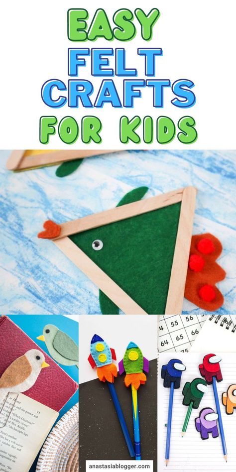 Felt is an easy medium for crafting for kids. With that said, here are 15 easy felt crafts for kids to enjoy! #feltcrafts #diyforkids #craftsforkids Easy Felt Crafts No Sew, Crafts With Felt Sheets, Easy Felt Crafts For Kids, Foam Sheet Crafts For Kids, Felt Projects For Kids, Easy Felt Sewing Projects, Felt Paper Craft, Foam Crafts For Kids, No Sew Felt Crafts