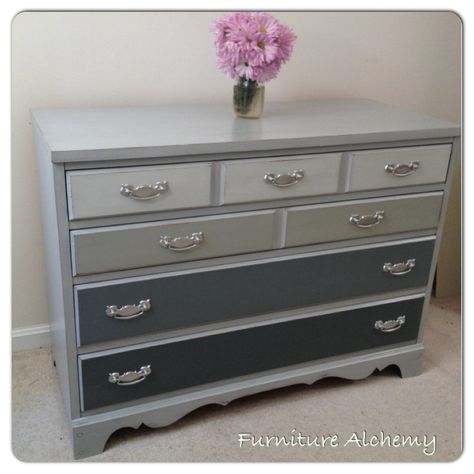 Annie Sloan Chalk Painted Grey Ombre Dresser by Furniture Alchemy Baby Room Grey, Grey Painted Furniture, Annie Sloan Painted Furniture, Grey Ombre, Grey Furniture, Furniture Rehab, Painted Dresser, Chalk Paint Furniture, Refurbished Furniture